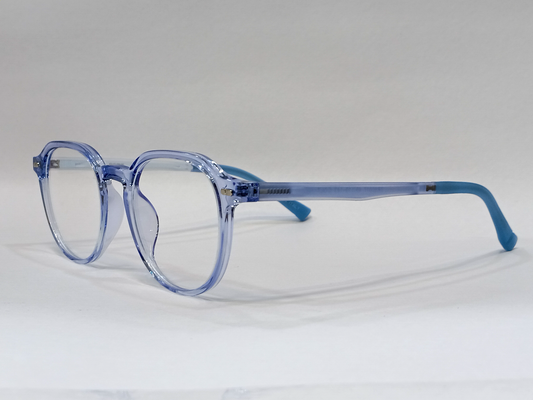 TR Medium Full Rim Round Computer Glasses for Men & Women [Blue Block]
