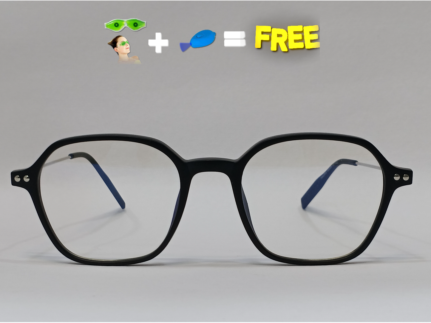 TR+Metal Medium Full Rim Square Computer Glasses for Men & Women [Blue Block]