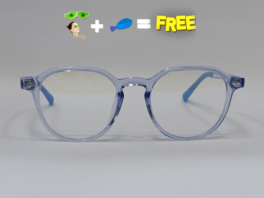 TR Medium Full Rim Round Computer Glasses for Men & Women [Blue Block]
