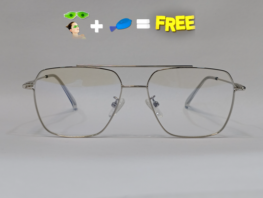 Metal Medium Full Rim Square Computer Glasses for Men & Women [Blue Block]