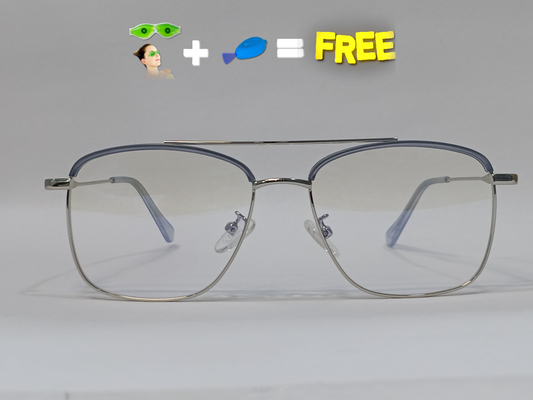 TR+Metal Medium Full Rim Square Computer Glasses for Men & Women [Blue Block]
